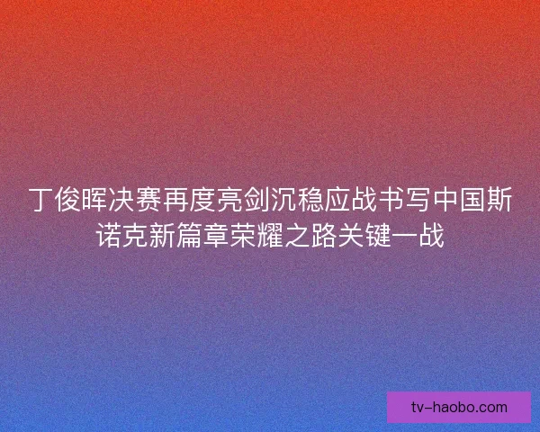 丁俊晖决赛再度亮剑沉稳应战书写中国斯诺克新篇章荣耀之路关键一战 丁俊晖决赛再度亮剑沉稳应战书写中国斯诺克新篇章荣耀之路关键一战