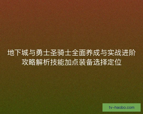 地下城与勇士圣骑士全面养成与实战进阶攻略解析技能加点装备选择定位 地下城与勇士圣骑士全面养成与实战进阶攻略解析技能加点装备选择定位